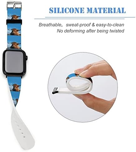 רצועות רצועות שעון סיליקון סיליקון פרה של סיללנד התואמות ל- Apple Iwatch 38 ממ 40 ממ 42 ממ 44 ממ