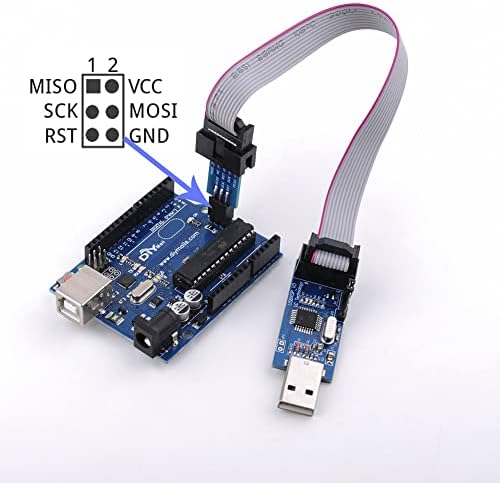 DIYMALL מתכנת USBASP 10 PIN AVR הורדה כלי פלאש USB ISB ISP Burn Loploader 51 AVR ATMEGAA8 עם USBASP 10 PIN ל- 6 PIN מתאם עבור Arduino Ender 3 Pro 5V/3.3V