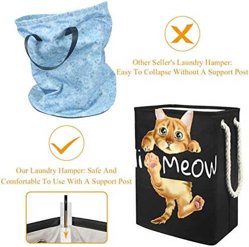 Unisyy hi meow slogan עם חתול תלוי כביסה סלסול מתקפל לאחסון פנס פח תינוק
