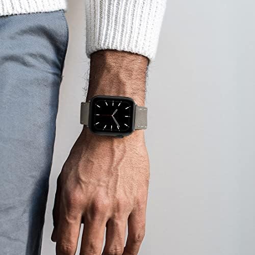 רצועות עור כפולות צדדיות תואמות להקת Apple Watch 42 ממ 44 ממ 45 ממ, רך עור רך חכם שעון חכם רצועה תואמת לגברים נשים iWatch Series7 6 5 4 3 2 1,