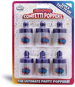 המסיבה הכי טובה אי פעם! Pull-N-Pop Confeti Poppers, קל לשימוש, משוך לאחור ושחרור, 2 חבילה