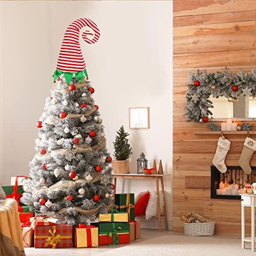 פס אדום לבן עם עץ בוטון ירוק טופר עץ חג המולד עץ חג המולד שדון כובע כובע קישוט -XMA