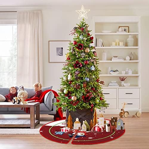 חצאית עץ עץ חג המולד של 48 אינץ 'חג המולד חג שמח איש שלג חווה מחצלת מחצלת קישוט