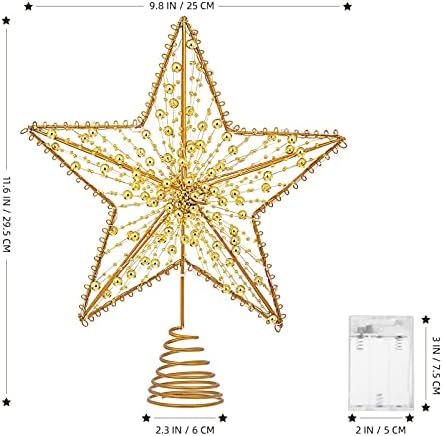 Nuobesty עץ חג המולד טופר כוכב עץ חג המולד טופר טופר חג המולד עץ כוכב טופר עם אורות LED תפאורה עץ חג המולד