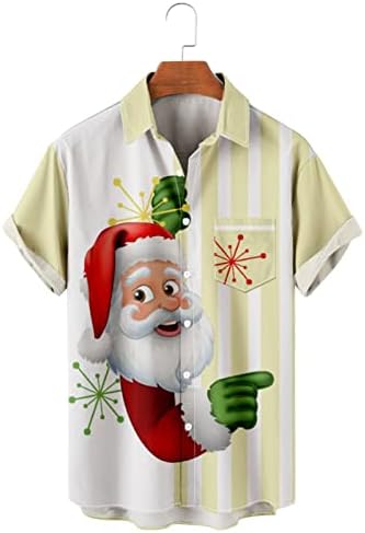 כפתור חולצה הוואי של הגברים כפתור רופף בכושר חג המולד מודפס שרוול קצר חולצה לחולצה לחג המולד חולצות חג המולד חולצות