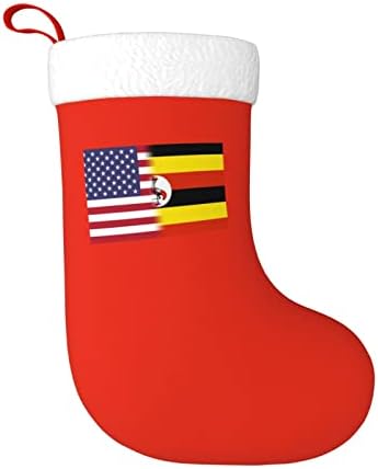 דגל אמריקה ודגל אוגנדה דגל אוגנדה גרבי חג המולד, מתנות למסיבת חג חג המולד לקישוטים לחג משפחתי 18 אינץ '