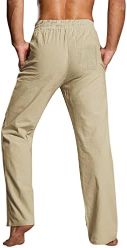 מכנסי שמלה משיכה זכר מזדמן מכנסיים מוצקים מזרימים באורך מלא באורך מלא פשתן גברים מכנסיים גדולים ברשת גבוהה