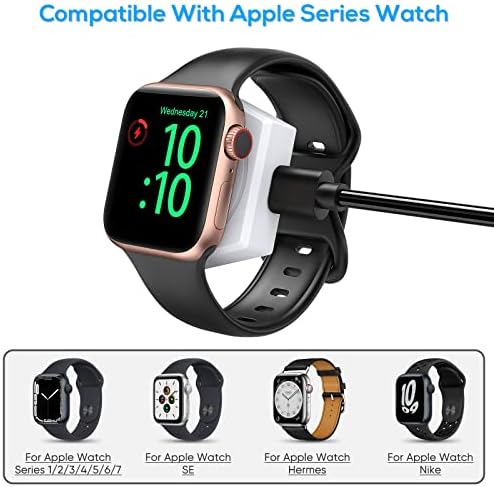 מטען אלחוטי נייד התואם לסדרת Apple Watch 7/6/5/4/3/2/1/SE/Hermes/Nike, מטען מגנטי עם USB C עד C/A מתאם לנסיעות, 4 ב 1 ערכות טעינה מהירה עם מחזיק מפתחות עבור אני צופה