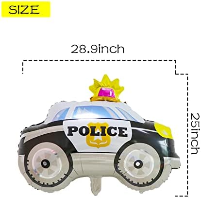 Bieufbji משטרת רכב צורה בלון נייר כסף סופר גדול לקישוט ציוד למסיבות משטרה קישוט לחתונה ציוד קישוט למסיבות יום הולדת