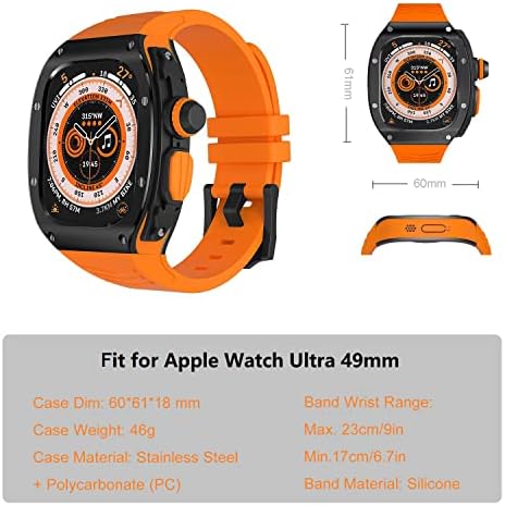 עבור Apple Watch Ultra 49 ממ נירוסטה מארז פס סיליקון רצועת מגן מחוספסת עבור IWatch Ultra 49 ממ רצועת מתכת כבדה