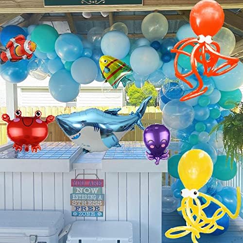 אוקיינוס נושא מסיבת יום הולדת קישוטי טיפאני כחול בובו בלוני זר ערכת עם כריש בועת דגי דגי ליצן סרטן תמנון עבור התת נושא ילד תינוק מקלחת ספקי צד