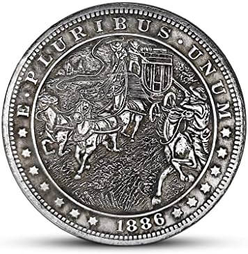 מערב קאובוי גואנשאן פיידו מטבע נודד 1886 מדליית גיבור על סוס מטבע דולר עתיק כסף עתיק