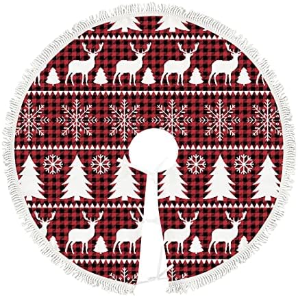 חצאית עץ חג המולד גדולה שנה חדשה עץ צבי משובץ משובץ 48 אינץ