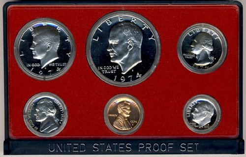 1974 S הוכחה לבוש 5 מטבעות בהוכחת אריזה ממשלתית מקורית