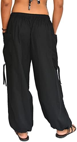 מכנסי הרם של Sakoonee גברים נשים נשים מזדמנים טרקלין מכנסיים רחבים אורך מתכוונן 2 כיסים