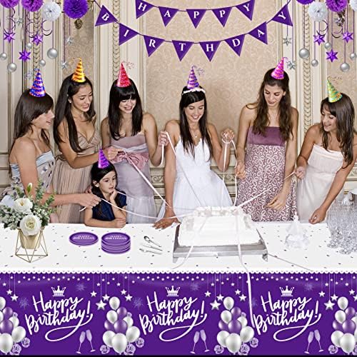 3 חבילות 54 '' x 108 '' שפת מפת יום הולדת שמח, ציוד למסיבות מפלגת שולחן פלסטיק לנשים בנות