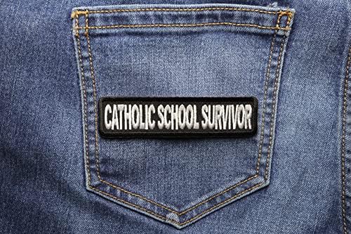 ניצול בית ספר קתולי טלאי כריסטיאן מצחיק - 4x1 אינץ '. ברזל רקום על תיקון