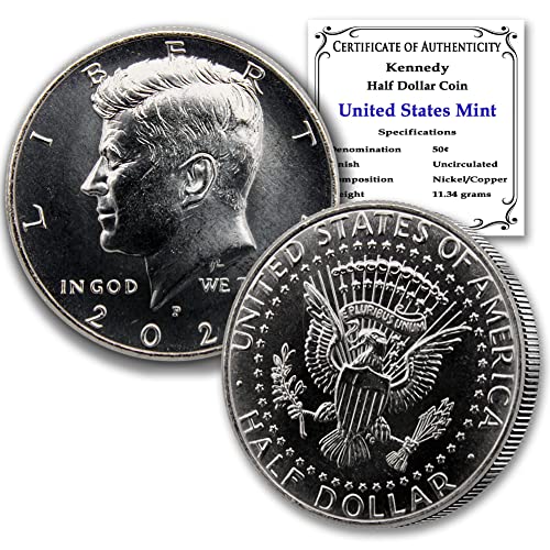 2022 P, D סט של 2 מטבעות של קנדי ​​חצי דולר עם תעודת מדינת מנטה אותנטית