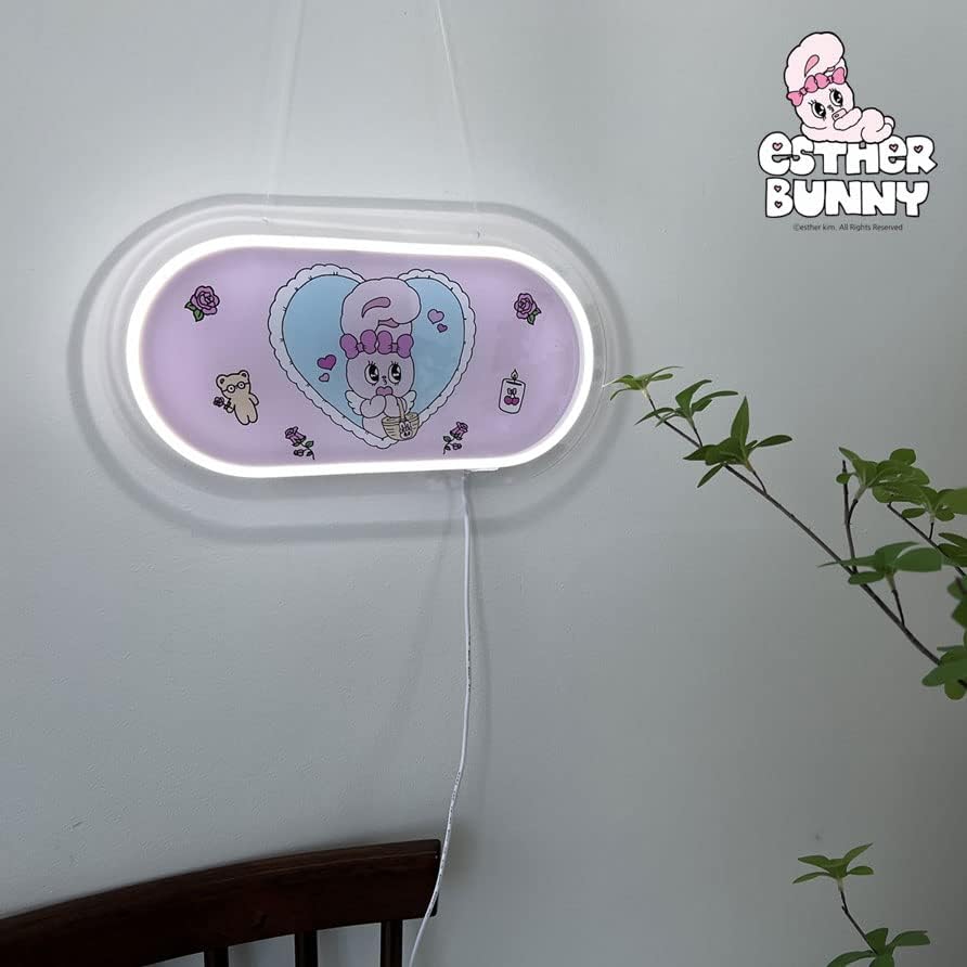 LED Neon-esther Bunny זוג LED, אמבטיה, שלטי ניאון לבנים אוהבים, ［אותנטי］ רמות בהירות שלטי ניאון שלטי ניאון לעיצוב קיר, אורות ניאון המונעים על ידי USB לחדר שינה, חדר ילדים