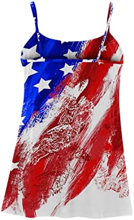 2023 שרוולים להחליק ספגטי רצועת כותנה אמריקאי דגל גרפי גדול חולצה חולצה לנשים גב פתוח חולצה