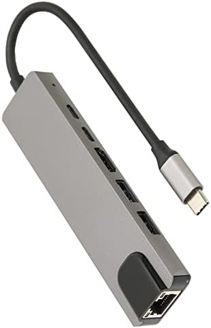 רכזת Ethernet USB C, סוג C ל- HDTV Hub HD 6 בממשק מולטימדיה במהירות גבוהה למחשב