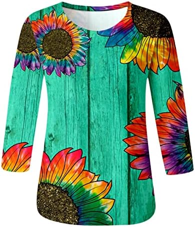 נשים סיבתי חולצות מקרית חולצות חולצות שרוול 3/4 סוודר טרנדי רך קומפי עגול אביב קצר שרוול טי חולצה