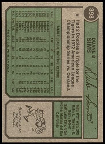 1974 Topps 398 Duke Sims ניו יורק ינקי NM Yankees