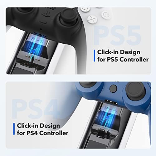 תחנת טעינה של בקר PS4 / PS5, תואמת לבקר PS4 DualShock 4 & PS5 DualSense