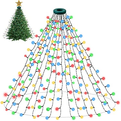 אורות עץ חג המולד - רב -צבעוני 480 LED 9.82ft x 16 אורות טיפה קישוטי חג המולד עם 8 דגמים ופונקציית זיכרון וטיימר