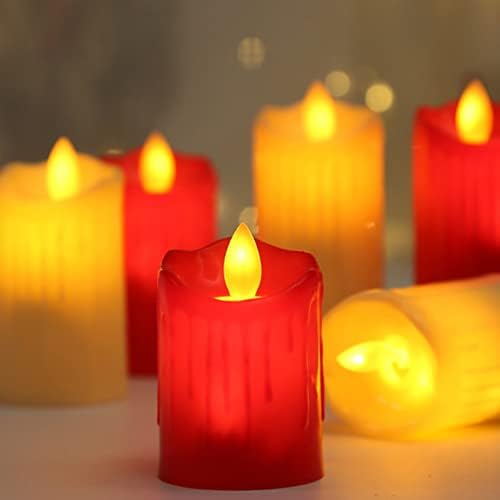 AMOSFUN 3 PCS אדום נרות מהבהבים נרות נרות נרות נרות אור חיצוני סוללה מקורה מופעלת נרות LED חתונה קישוטים למסיבת יום האהבה