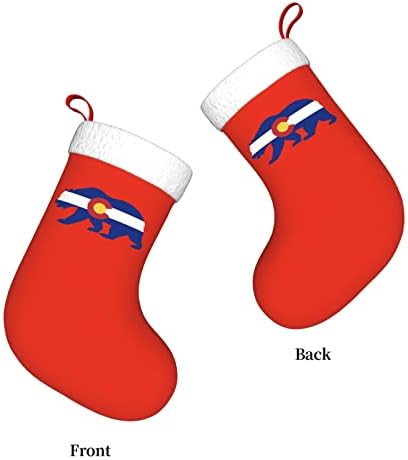 דגל דגל Cutedwarf Colorado דוב כריסטמה גרביים קישוטי עץ חג המולד גרבי חג המולד לחג המולד מתנות למסיבות חג 18 אינץ '