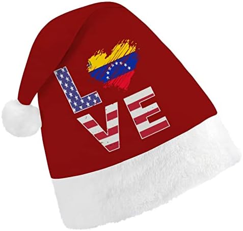 ארהב ונצואלה דגל לב חג המולד כובעי בתפזורת מבוגרים כובעי חג המולד כובע לחגים חג המולד ספקי צד