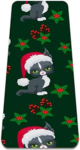 סיבזה חג המולד חתול עם כובע פרימיום עבה יוגה מחצלת ידידותי לסביבה גומי בריאות & מגבר; כושר החלקה מחצלת עבור כל סוגים של תרגיל יוגה ופילאטיס
