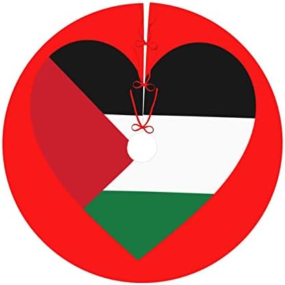 חצאית עץ חג המולד, 30-48 אינץ 'אהבה פלסטין דגל מחצלת קישוטים לחג המולד קישוטים למסיבות חג