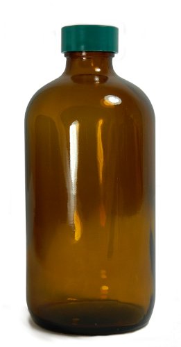 QORPAK GLC-01926 סוג III זכוכית בוסטון בקבוק עגול עם תרמוסט ירוק F217 ו- PTFE מרופד כובע, קוטר 48 ממ x 112 ממ, קיבולת 120 מיליליטר, מקרה של 24