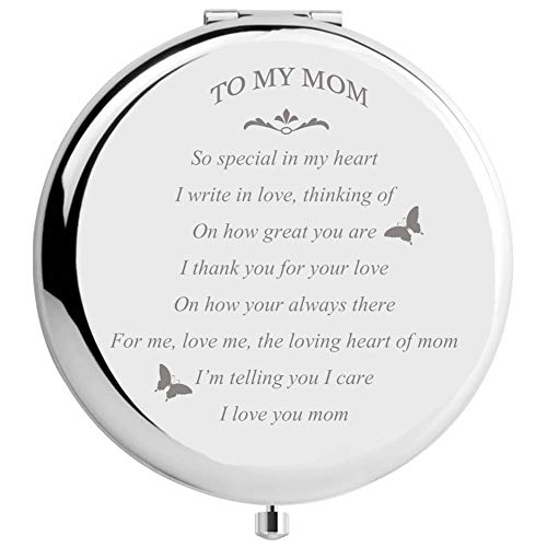 אמא בת בן ילדים-קומפקטי מראה חקוק שיר מתנה עבור יום הולדת אמא של יום הודיה, מתנה הטובה ביותר עבור אמא אמא אמא