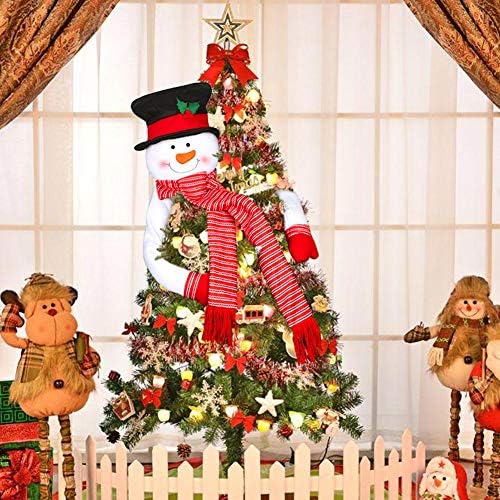 טופר עץ חג המולד של איש השלג שלנו, טופר עץ שלג גדול עם כובע עליון, חיבוק צעיף לחג חג המולד חורף בית חורף ארץ הפלאות ציוד קישוט קישוט