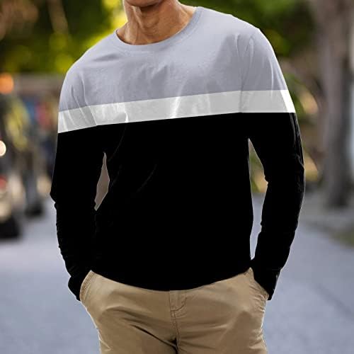 חולצות Xiloccer Mens Mens אופנה ספורט מזדמן ספורט פסים תפור דיגיטלי הדפסה דיגיטלית עגול צוואר חולצת טריקו שרוול ארוך מכנסי גברים עליונים