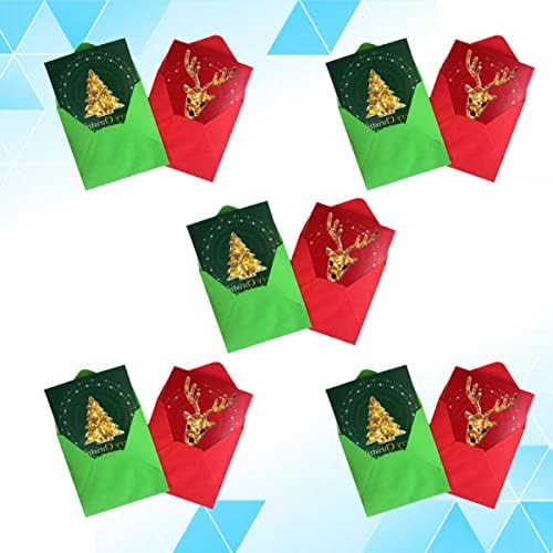 חברים Sewacc 50 יחידים כללו מעטפות בעבודת יד ברכה איילים ברכה חג המולד חלול לכל פסטיבל כרטיס חג תלת קיפול סגנון עיצוב חורפי קטן