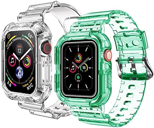 42 ממ 44 ממ להקת שעונים ברורה עבור Apple Watch עם מארז מגן
