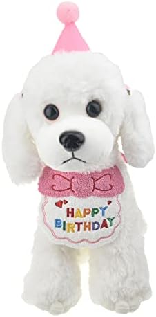 ציוד למסיבות יום הולדת של FladorePet, כובע יום הולדת לילדה לילדה, כובע יום הולדת לבנדנה לכלבים וחתולים בינוני קטנים