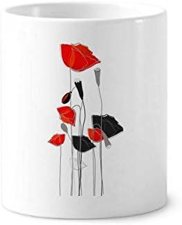 פרחים אדומים תקציר קו אמנות ציור מברשת שיניים תירס מחזיק ספל קרמיקה עמדת עיפרון כוס