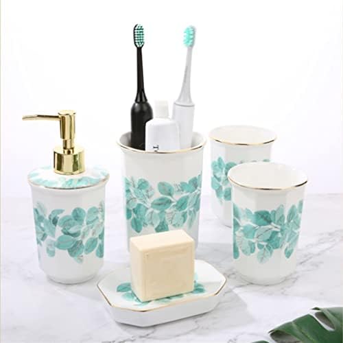 WYKDD קרמיקה סט אמבטיה כוס שטיפת פה כוס מברשת שיניים חשמלית מגש שיניים מגש מוצרי טיפוח