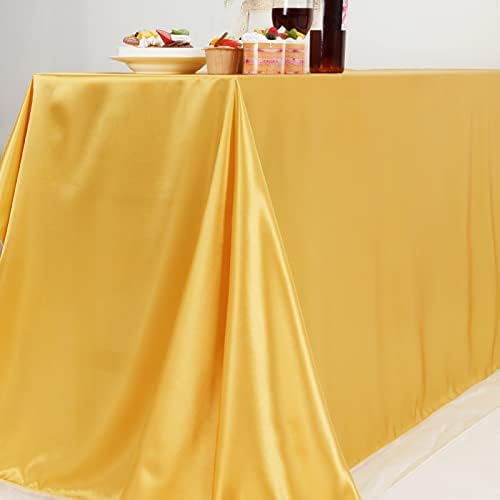 מפת שולחן סאטן זהב לחתונה של מסיבות, בד שולחן נצנצים 60 x 120 אינץ