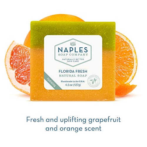 חברת סבון נאפולי חמאת שיאה טבעית ושמן זית בר סבון-בר סבון עשיר בנוגדי חמצון מעניק לחות טבעית לעור חלק וגמיש-ללא מרכיבים מזיקים - פלורידה טרי, 4.5 עוז