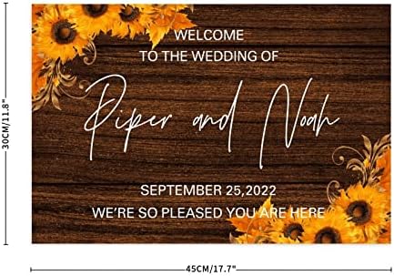 ברוך הבא לחתונה שלנו חתונה שלט ברוך הבא חמניות שלט מעורבות פרחים שלט המותאם אישית 12x18 שלט חתונה לטקס שלטי מסיבת חתונה שם משפחה מותאם אישית
