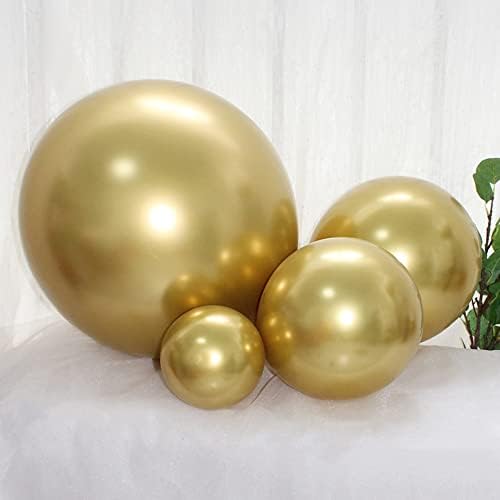 100 יחידות מתכתי זהב בלוני גדלים שונים 18 אינץ +12 אינץ +10 אינץ +5 אינץ כרום זהב בלון זהב לטקס בלוני ליל כל הקדושים חג המולד הודיה מסיבת יום הולדת סיום תינוק מקלחת