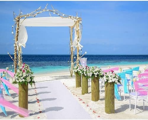 רץ מעבר לחתונה פנדה כחולה-קישוט חתונה פנימי וחיצוני חיוני, ציוד לעיצוב חתונה חלומית, נייר פוליאסטר, חותם עלה לבן, 3 על 100 רגל
