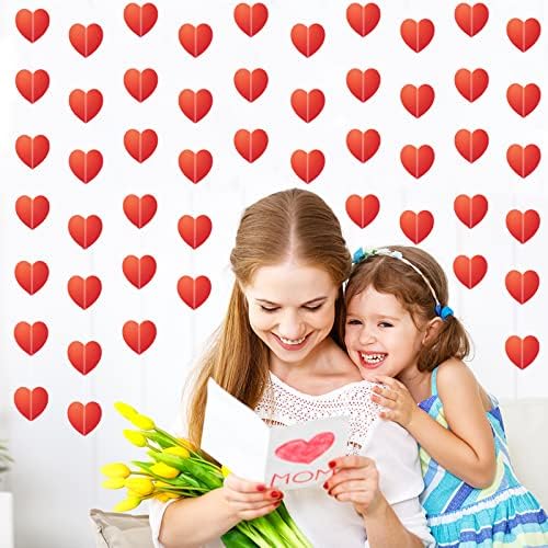 ZwieBeco 52ft Hearts Garland נייר נייר באנר תלייה לזרן לב לאמהות יום הולדת יום הולדת אירוס