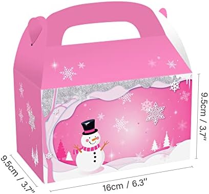 12 קופסאות פינוק של פתית שלג, קופסאות קרטון מסיבות לטובת תיקי פינוק קופסאות לטיפולים לחורף נושא הפלא